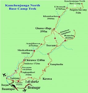 Kanchanjunga Map - Aroma Nepal Trels